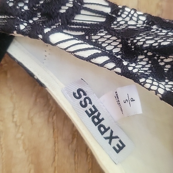 Express Small White Tank with Black Contrasting Lace Trim - Picture 3 of 6